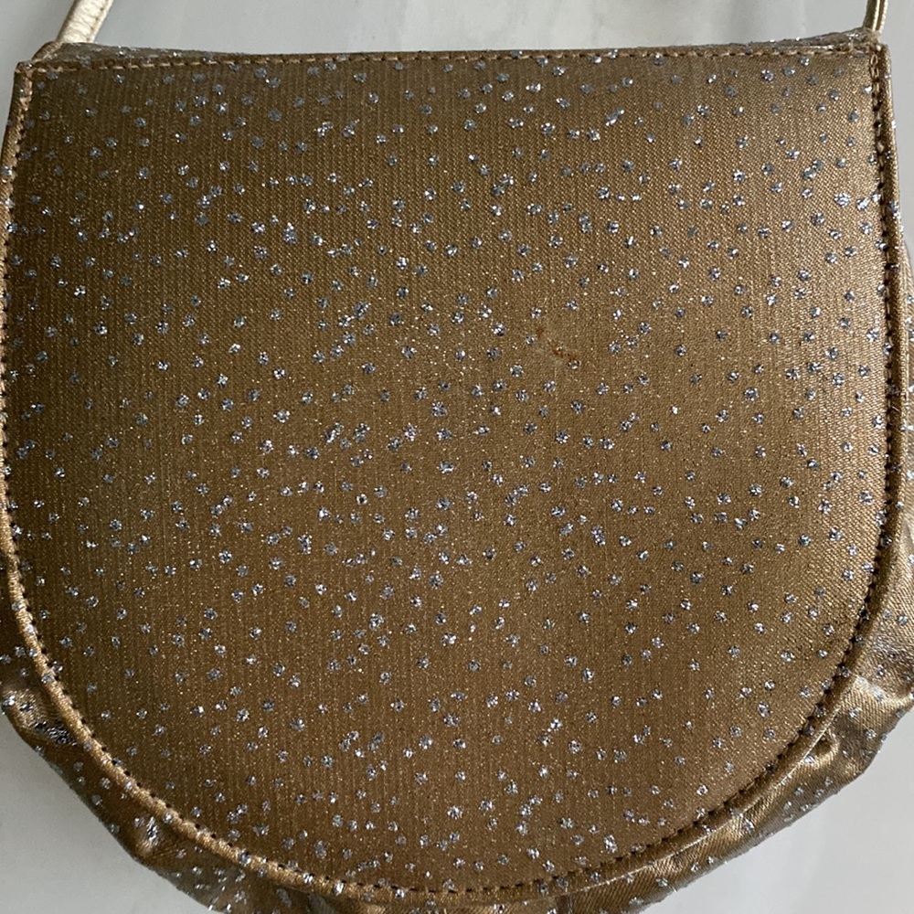 STUART Weitzman, gold and diamond-like evening bag, shoulder strap or clutch